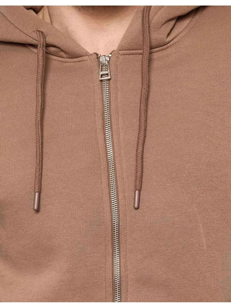 Sweat à capuche zippé Kebello   Marron