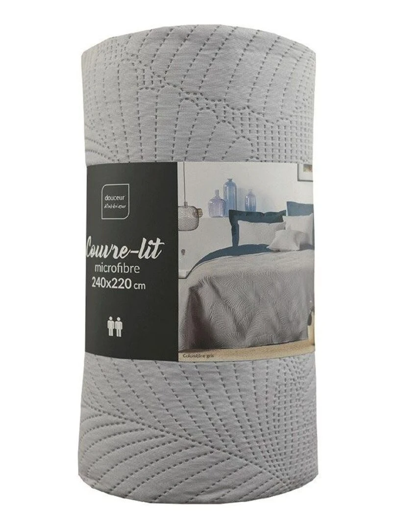 Couvre lit 2 personnes matelassé 220x240 Colombe gris microfibre   Gris