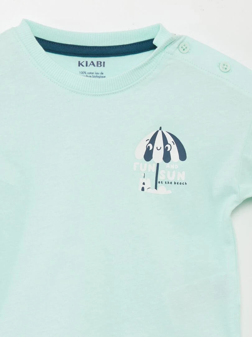 Ensemble tee shirt + short   2 pièces   Bleu