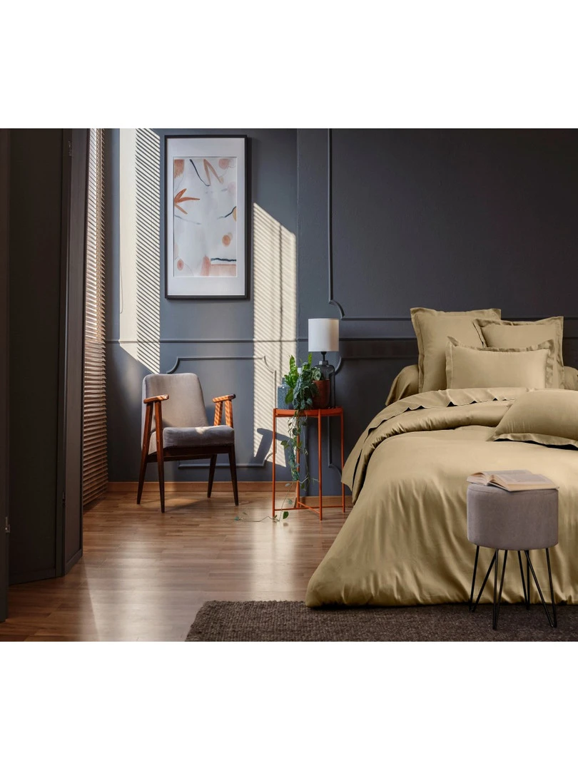Blanc Avenue Parure De Lit En Satin De Coton Beige