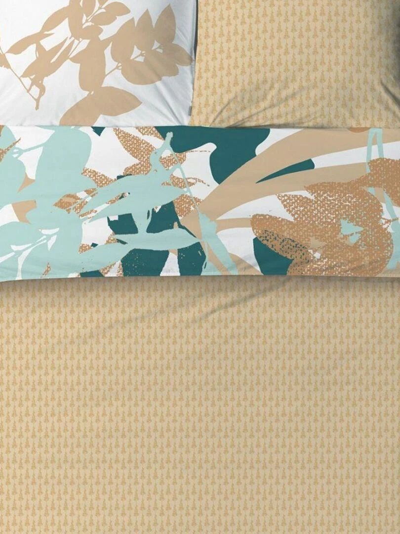 Housse de couette Réversible 240x260 cm + 2 taies d'oreiller 65x65 cm Coton Izia Fresh   Beige