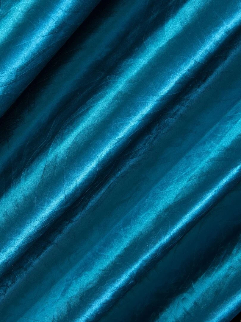 Paire de rideaux en velours et motifs frappés Bleu canard