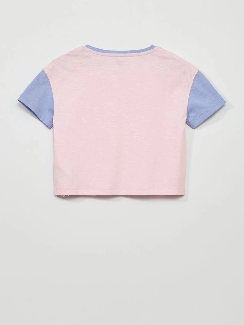 T shirt fantaisie à col rond   Rose