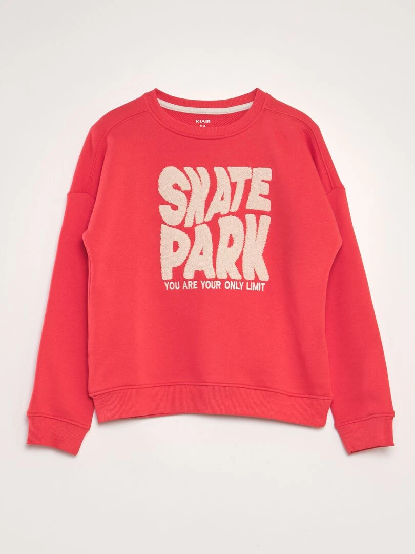 Sweat en french terry avec imprimé bouclette Rouge