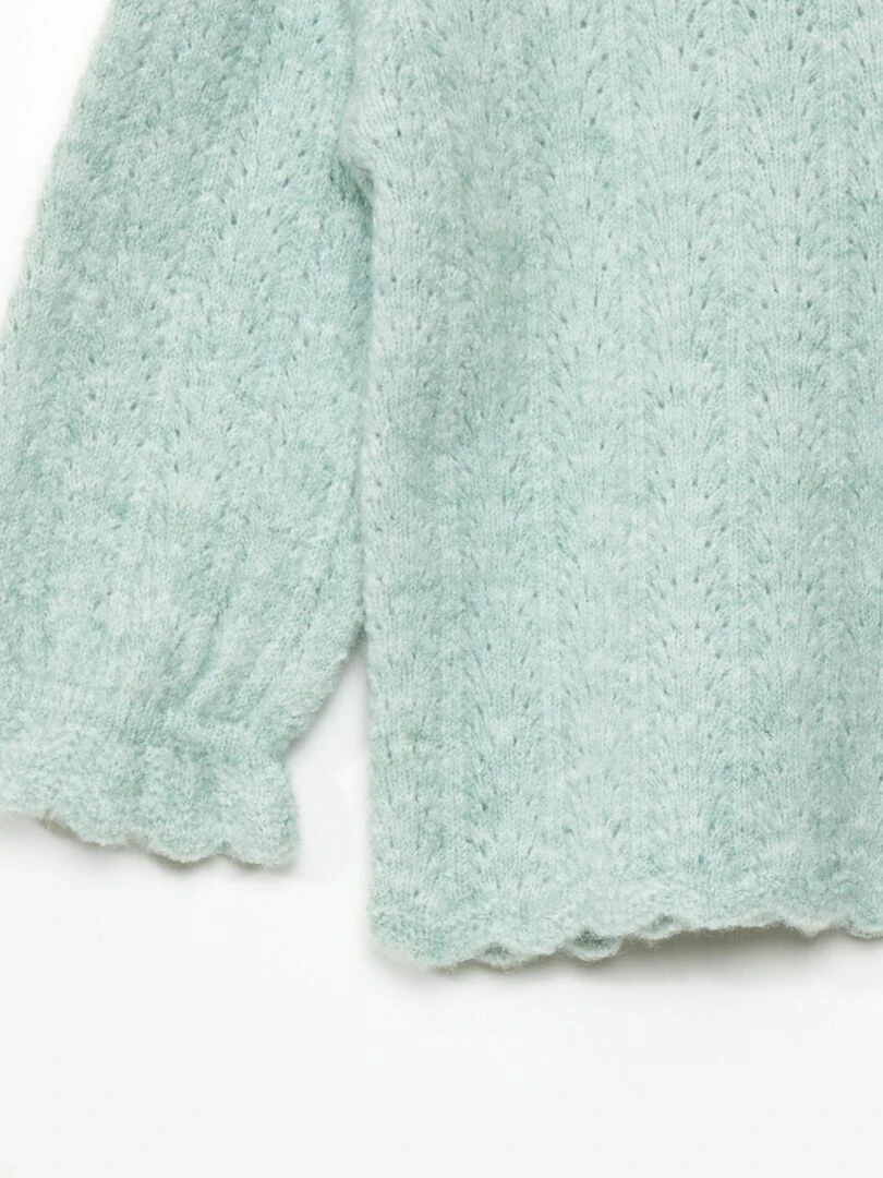 Pull à col rond avec finitions volantées   Vert