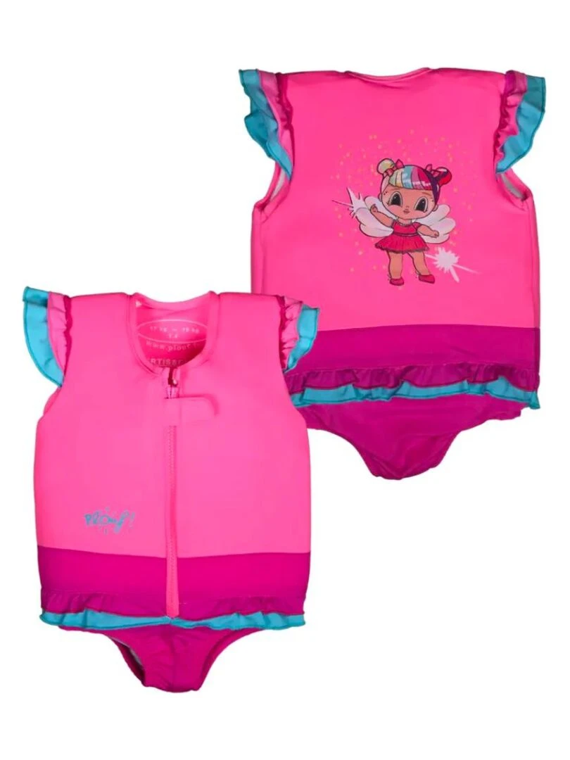 Maillot de Bain Coquotte Enfant avec Flotteurs Accessoire de Natation Fille Rose