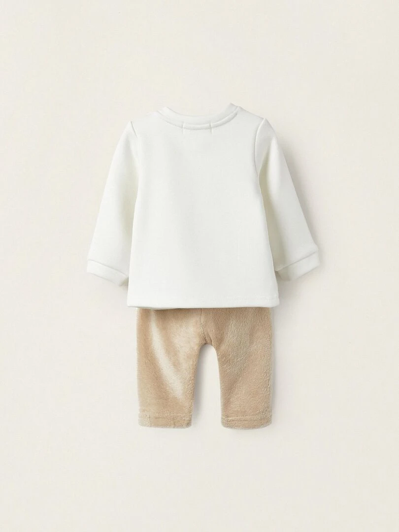 Pull + Pantalon en Peluche pour Nouveau Né 'Moon' SUNRISE BLISS Blanc