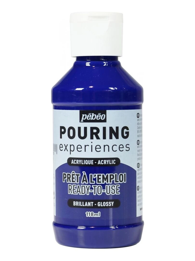Peinture pouring acrylique brillante Bleu cyan 118 ml N/A
