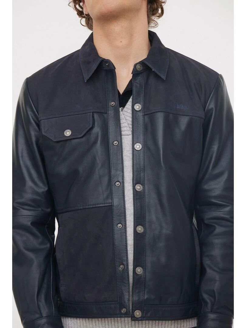 Lee Cooper   Blouson cuir  YOCTAVIO   Bleu marine