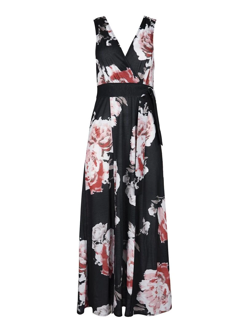 Robe longue estivale Hawaii   Noir