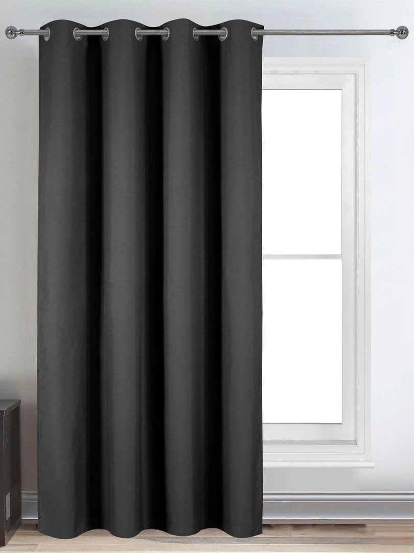 Rideau déco uni occultant et thermique Noir