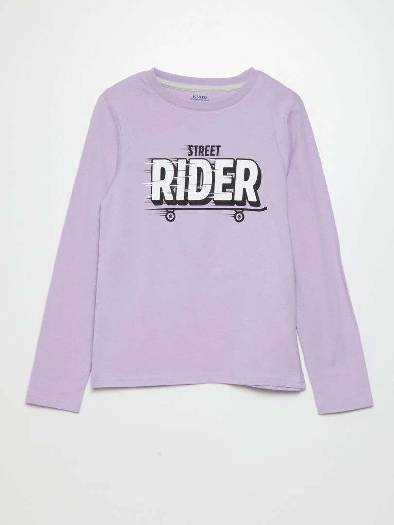 Tee shirt en jersey à manches longues   Lot de 3   Violet/blanc/gris