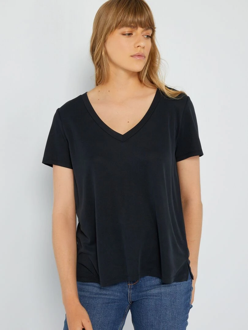 T shirt manches courtes matière douce noir