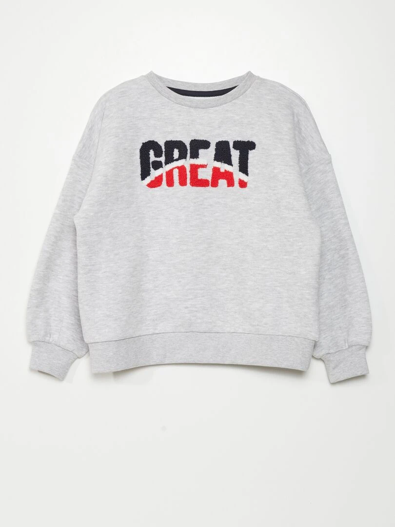Sweat en molleton avec maille bouclette Gris
