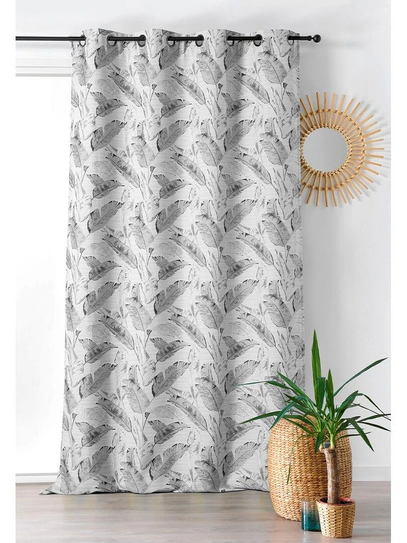 Rideau tamisant à motif plumes   Gris clair