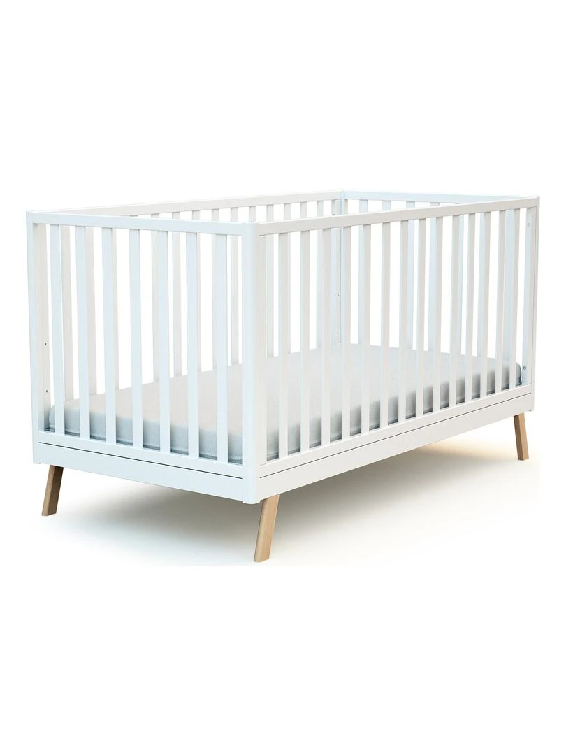 AT4    Lit cabane bébé évolutif CONFORT en bois   Blanc Marron