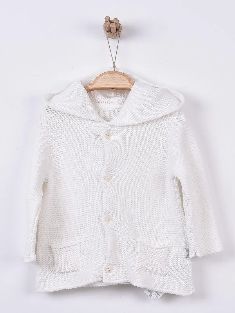 Cardigan bébé en tricot   Ecru