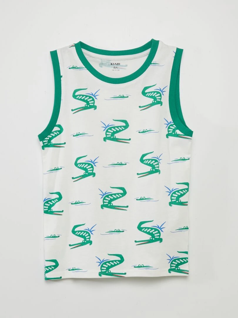 Ensemble pyjama t shirt + short 'croco' Blanc/vert