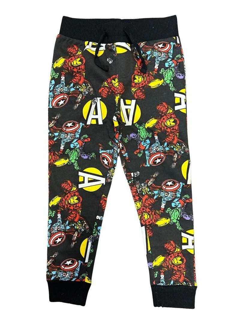 Avengers Pantalon De Jogging garçon imprimé Avengers en coton Noir