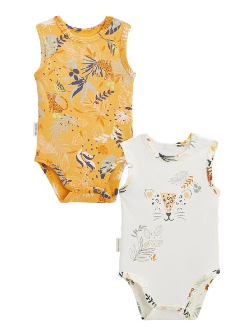Lot de 2 bodies bébé sans manches Wakae Moutarde