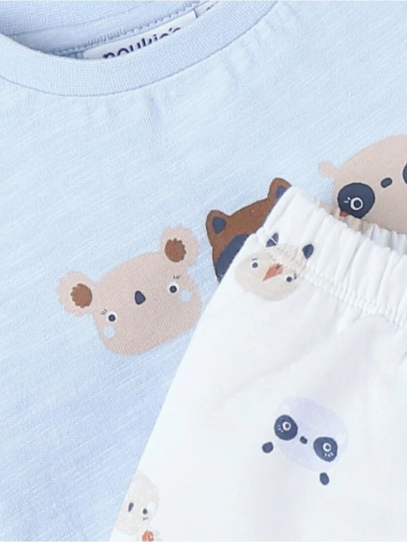 Set t shirt + short imprimé animalier  écru/bleu clair   Noukie's   Bleu