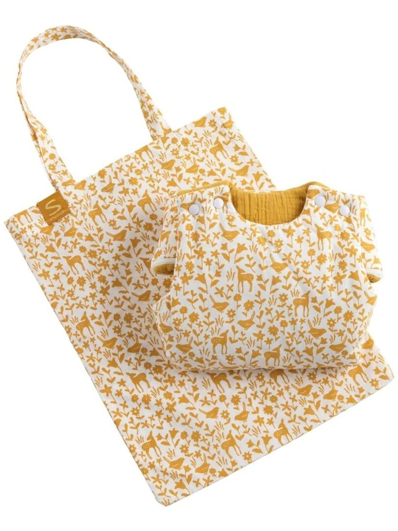Gigoteuse naissance en coton blanc imprimé SAUTHON Blanc Jaune
