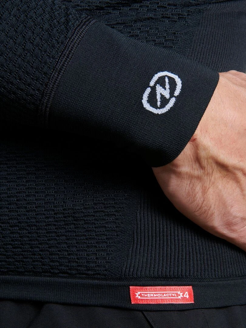 T shirt col zippé Energy Thermolactyl 4 homme   DamartSport   Noir