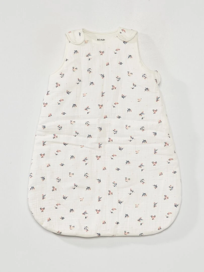 Gigoteuse en gaze de coton avec manches amovibles   Blanc