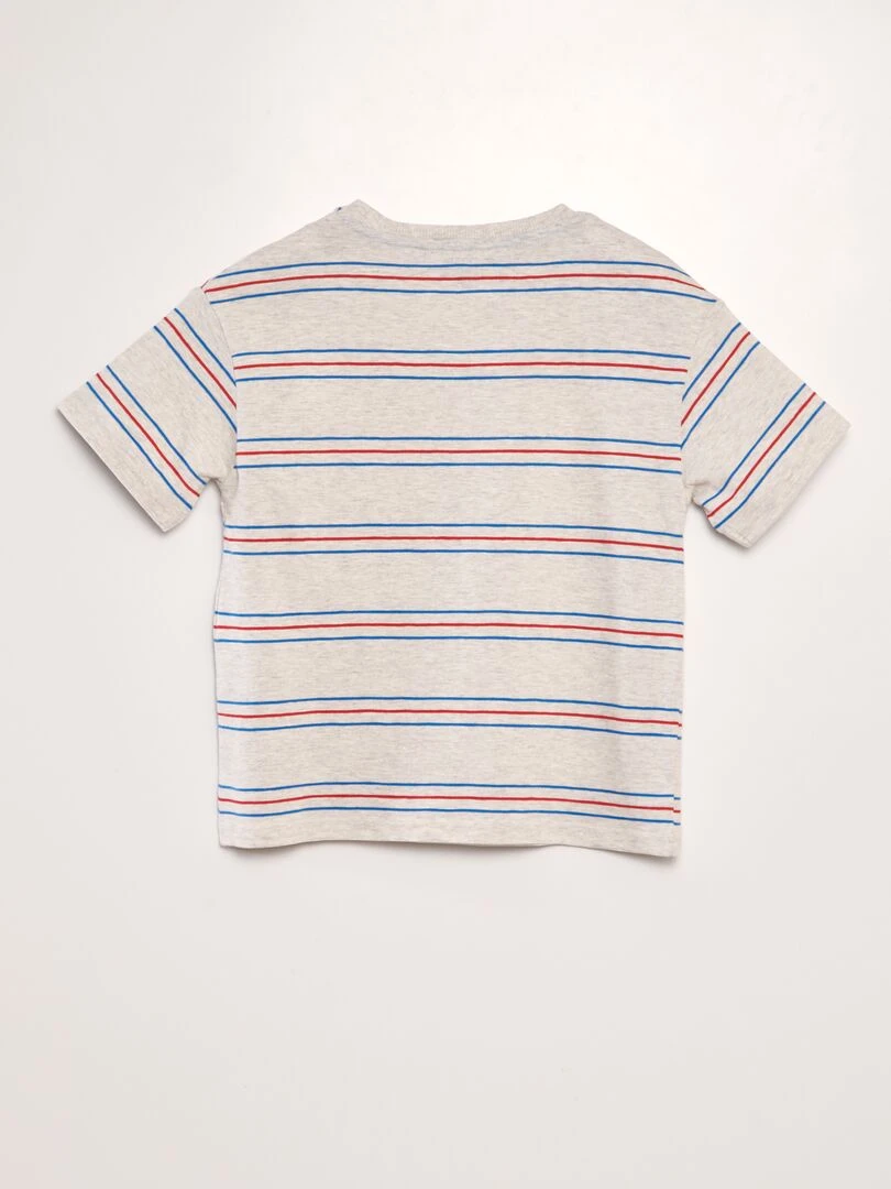 T shirt à rayures colorées Gris/Rouge/bleu