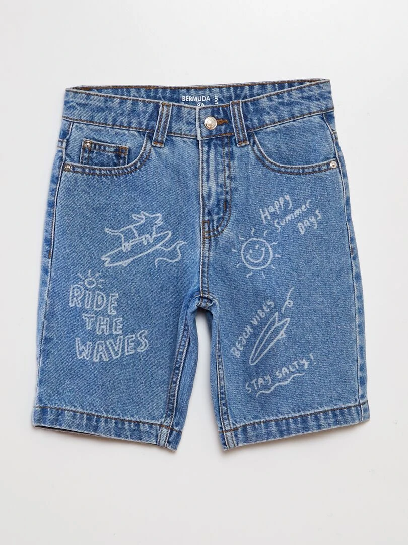 Bermuda en denim Bleu