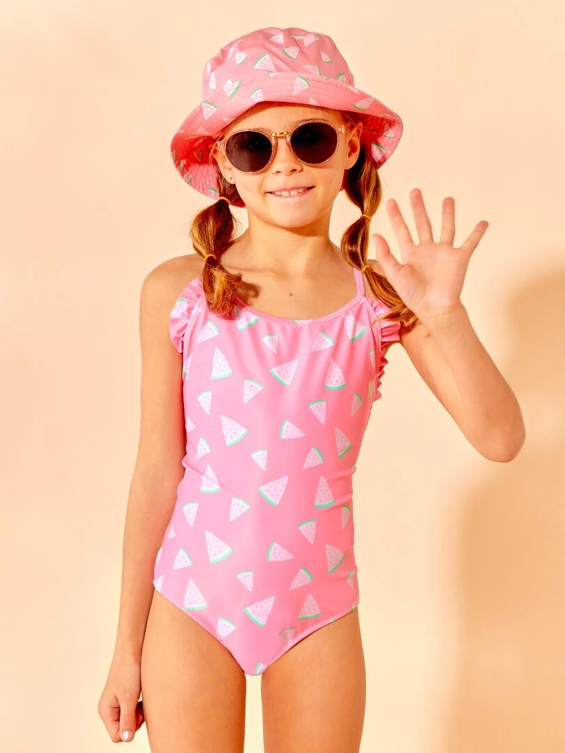 Maillot de bain croisé 1 pièce Rose