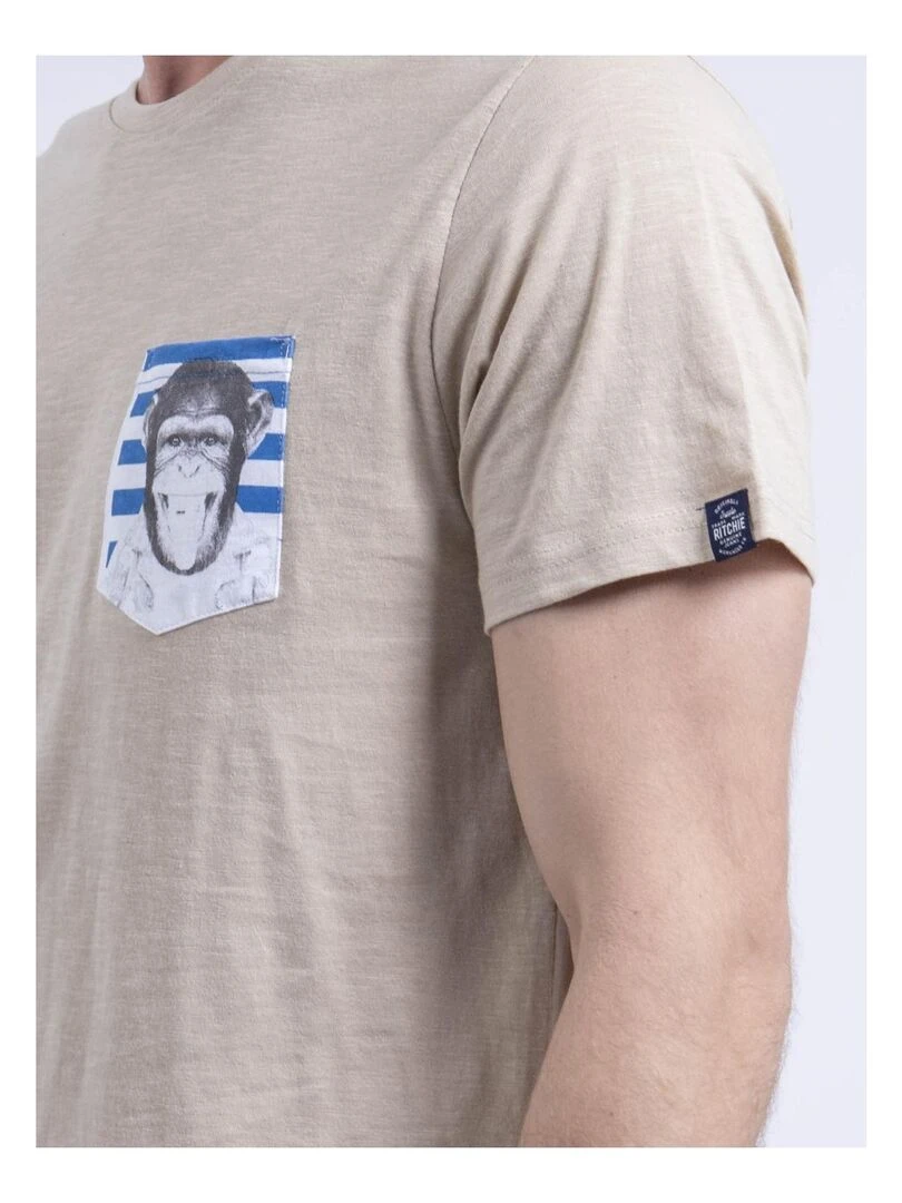 T shirt col rond NINJATOL Beige