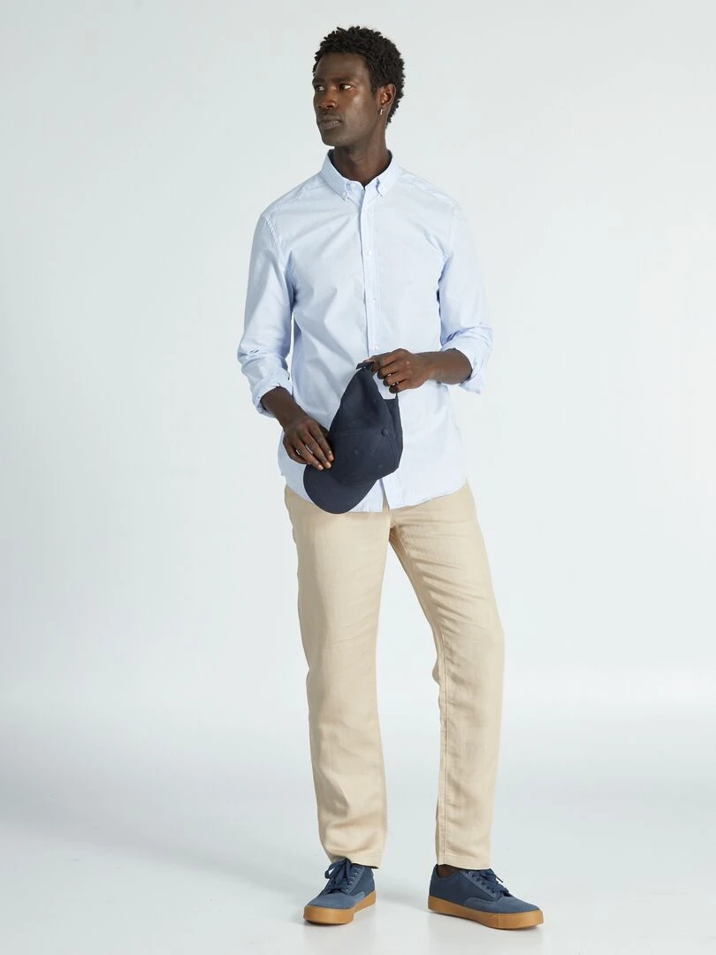 Chemise droite à carreaux Blanc/Bleu clair