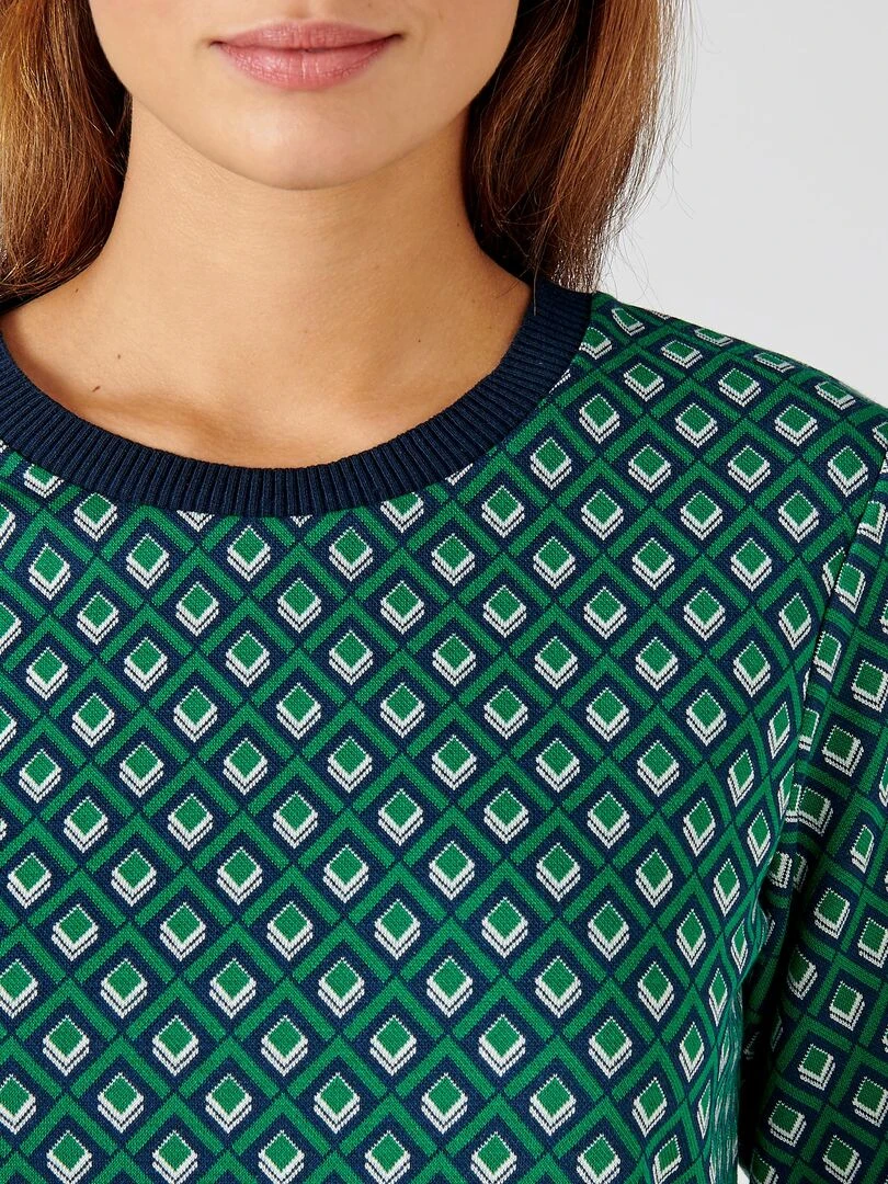 Tee shirt maille jacquard manches 3/4 Damart Vert