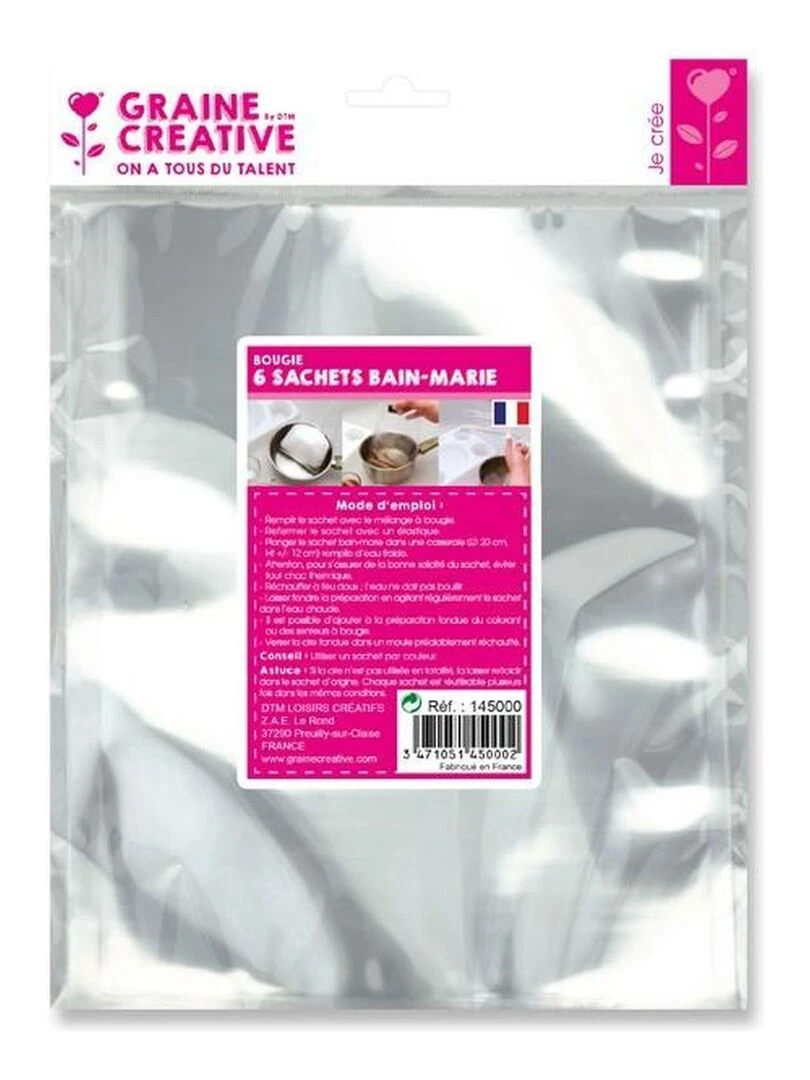 18 sachets bain marie pour cire à bougie Transparent