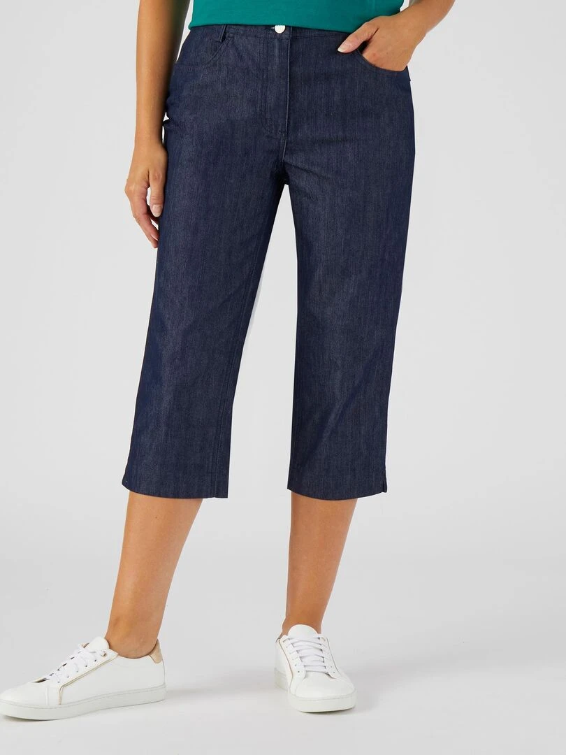 Pantacourt toile extensible Damart Bleu foncé