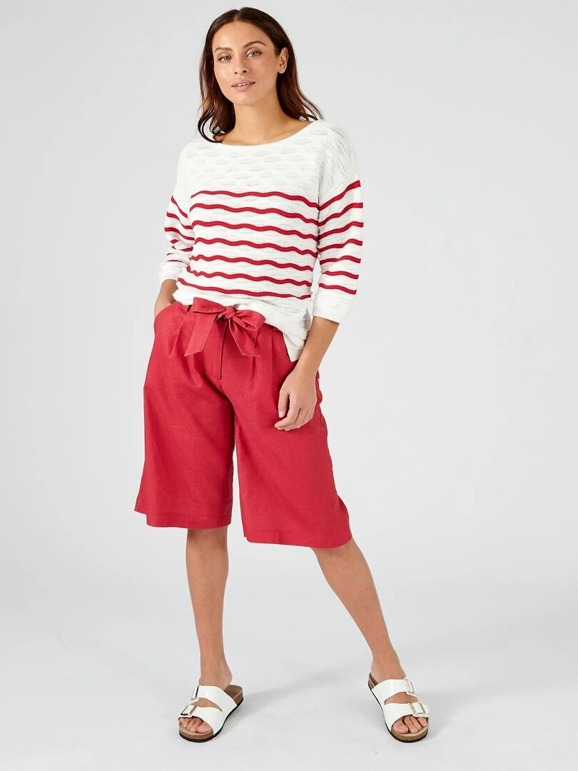 Pull à rayures Damart Rouge