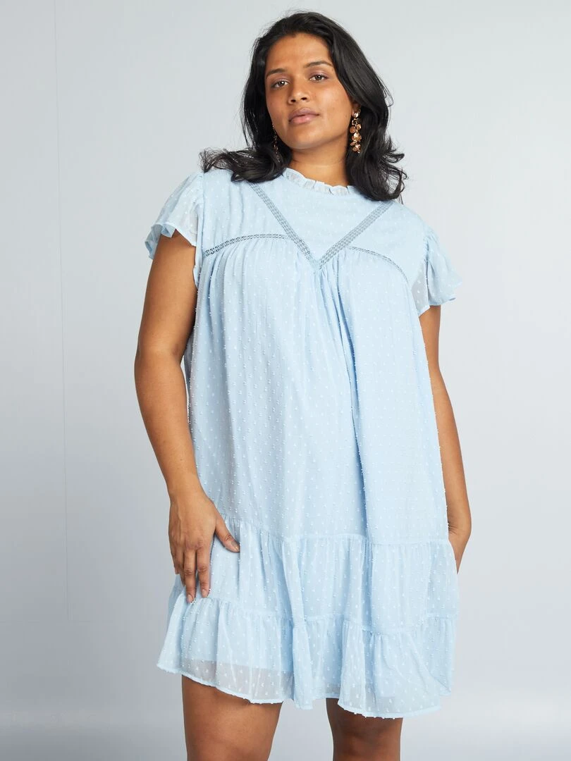 Robe en voile 'plumetis' Bleu