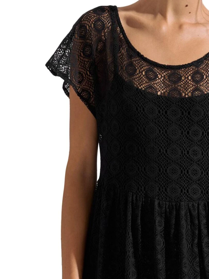 Robe longue estivale manches courtes Rimini   Noir