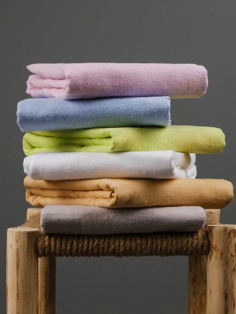 Drap housse coton 57 fils en molleton flanelle TOUDOUX   Blanc