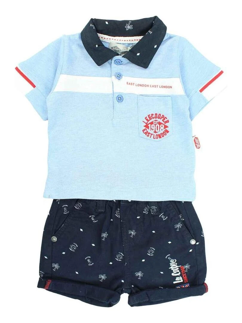 Lee Cooper Ensemble Polo short bébé garçon Imprimé Logo Bleu