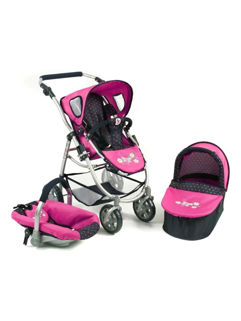 La poussette pour poupées combinée 3 en 1 EMOTION "ALL IN" Marine et rose à pois N/A