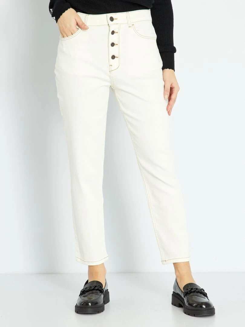 Jean mom à taille très haute L32 Blanc