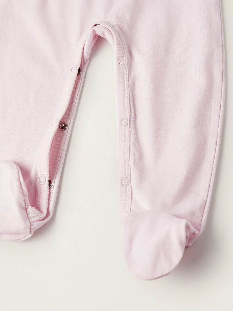 Grenouillère en jersey de coton pour bébé fille 'Tiny Giraffe' manches longues ESSENTIALS LINE   Rose clair