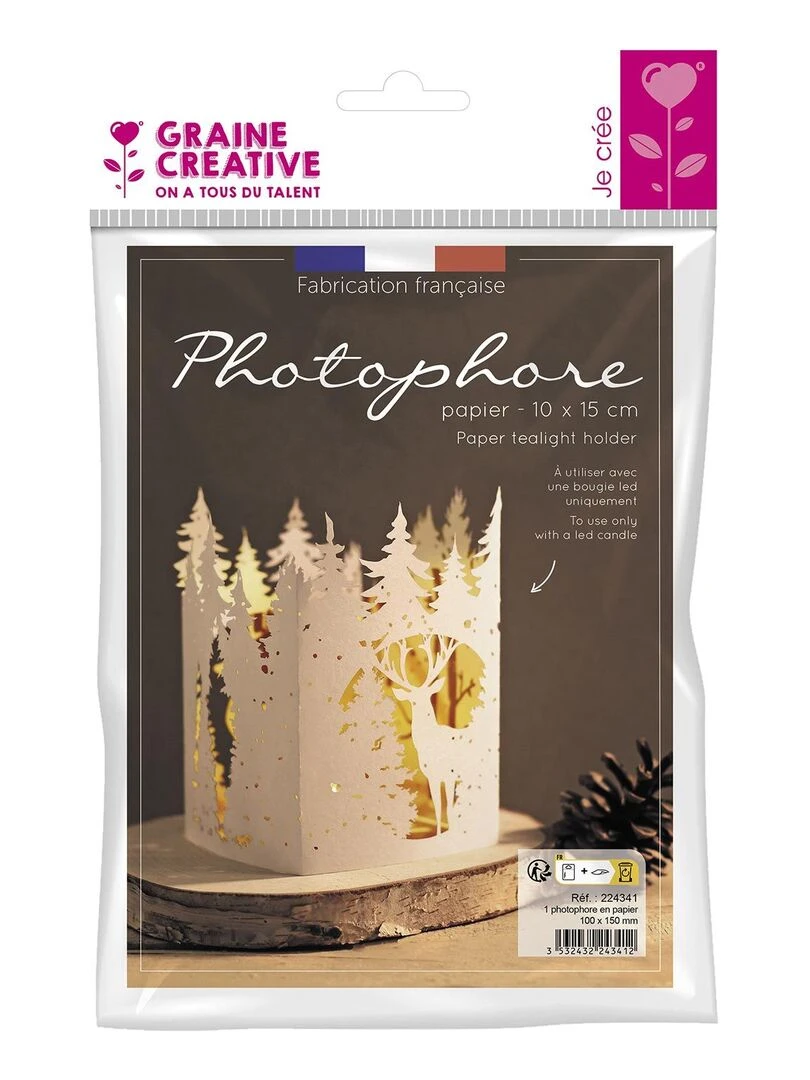 Photophore forêt de Noël en papier Blanc
