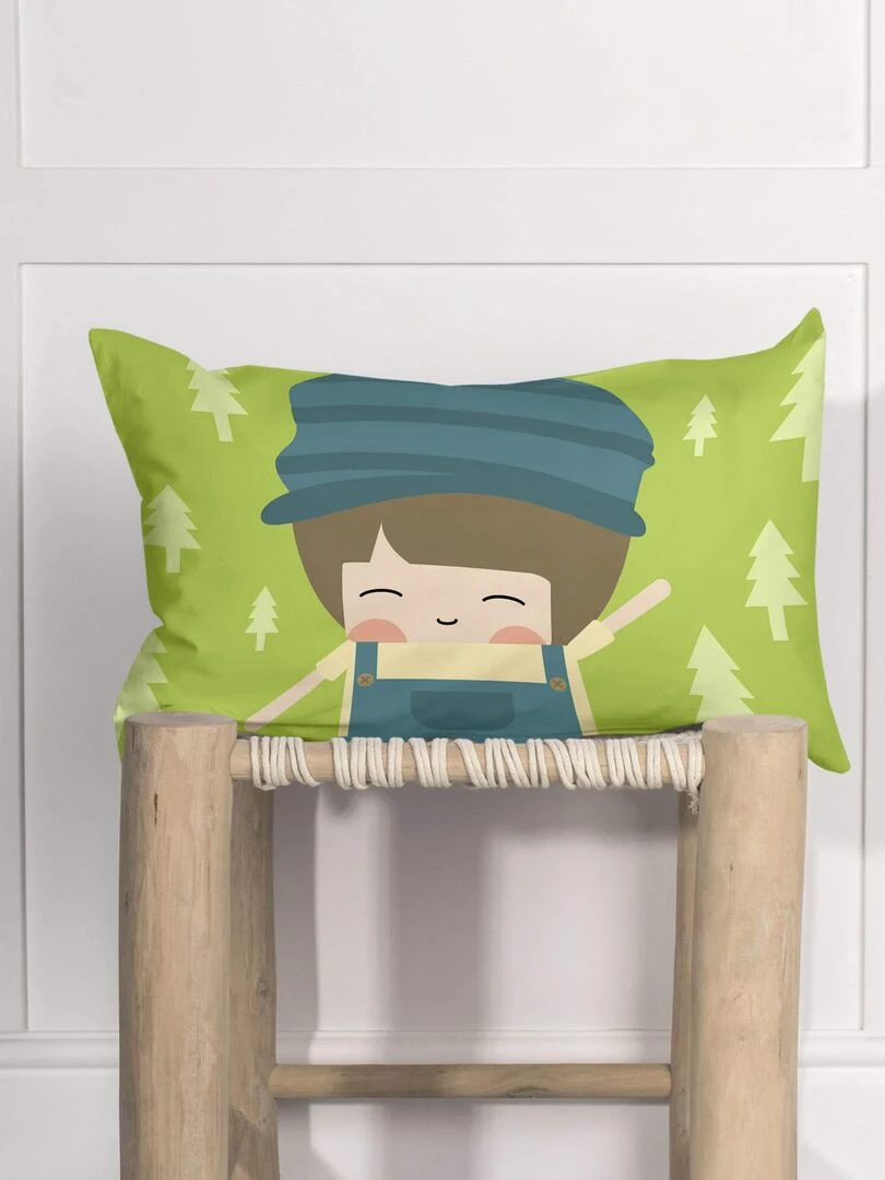 Housse de coussin Train "Happyfriday" Blanc