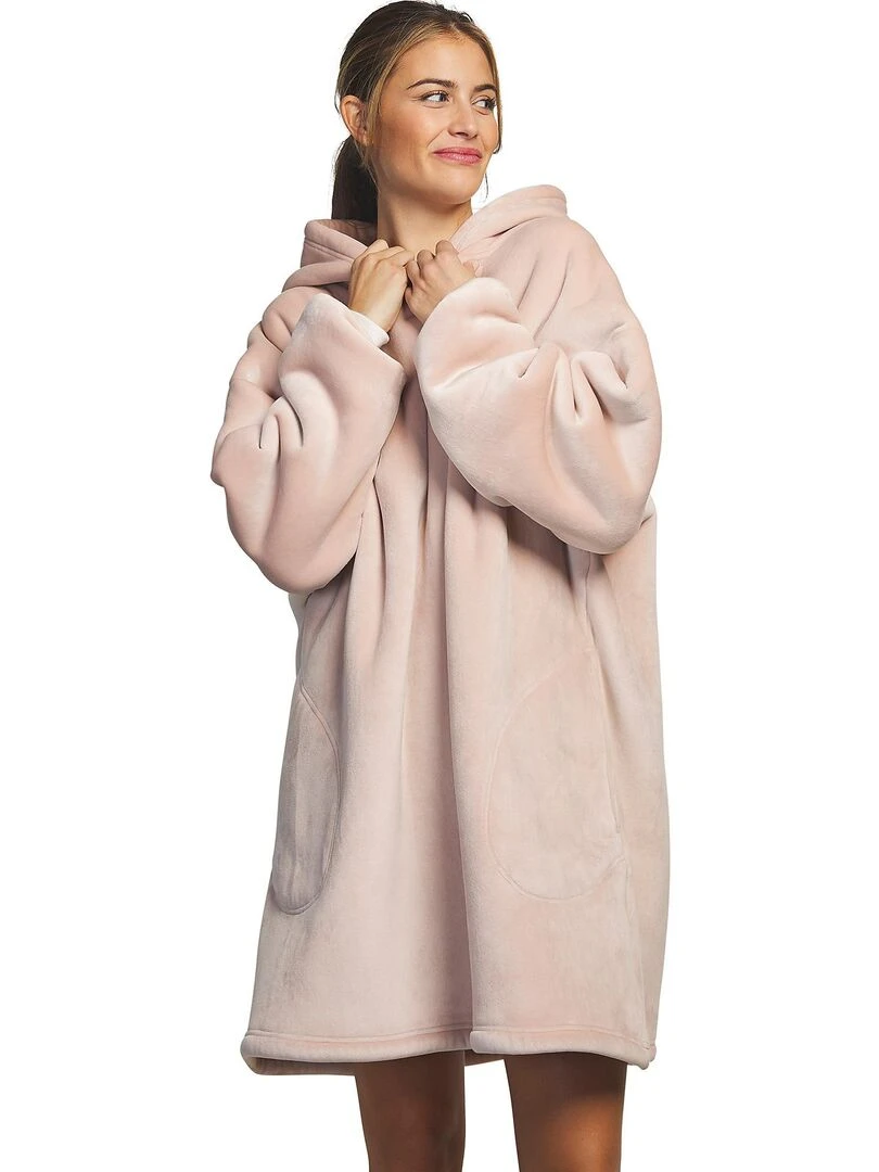 Poncho d'intérieur à capuche Supersoft Rose