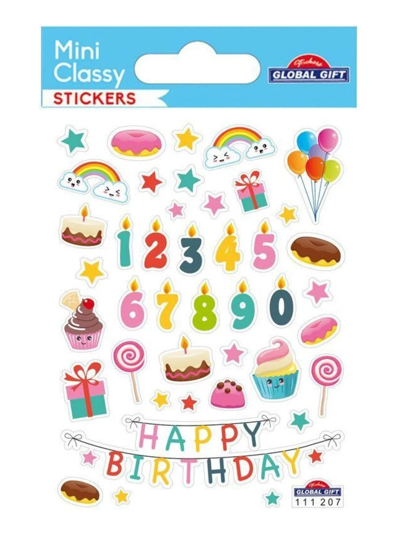 Stickers Anniversaire bougies et chiffres 1 8 cm N/A