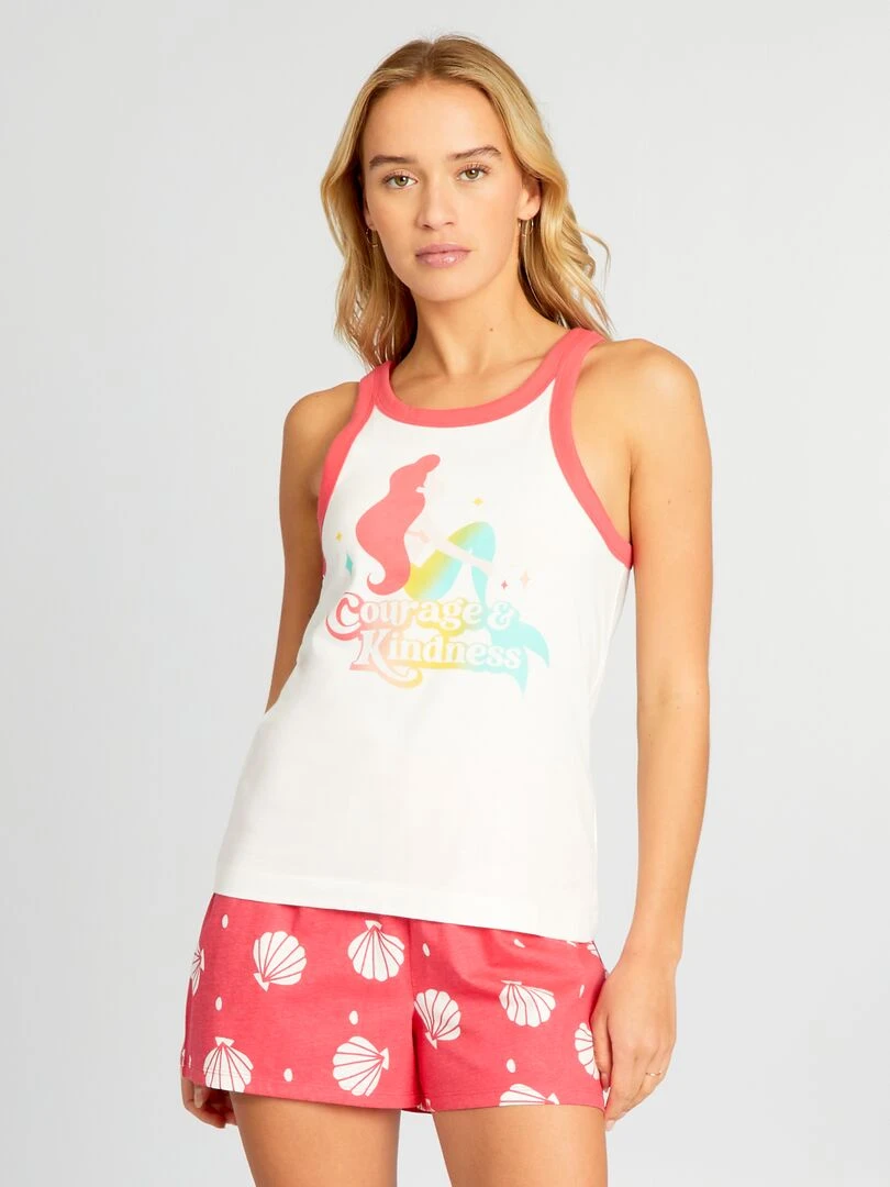 Pyjama court imprimé 'Disney Princess' 2 pièces Blanc/rouge