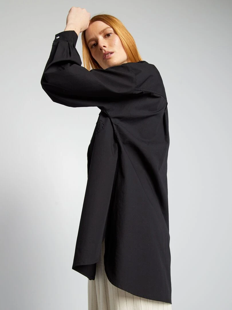 Chemise en popeline à broderies   noir